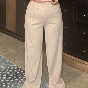 Halara Ivory Comfort Dress Pants — L (8/10), Rare Color, NWOT 🤍✨
